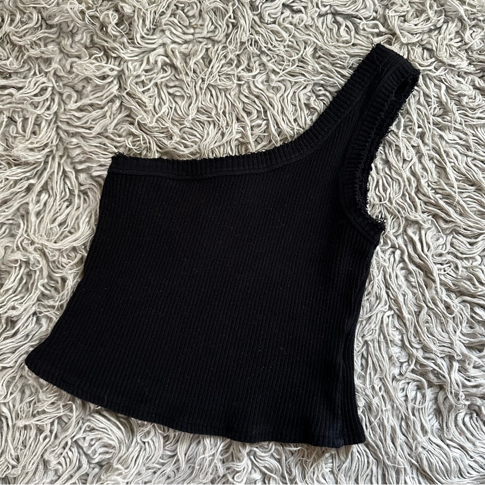 Urban Outfitters one shoulder black crop top